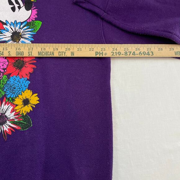 VTG 90s Mickey & Co Purple Floral Mickey Mouse Sweatshirt size XL - Picture 8 of 9